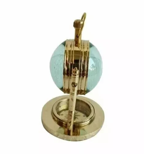 Brass Table Clock Handmade Nautical Vintage Maritime Small Table Watch Compass - Picture 2 of 5