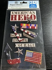 Paper House 3D American Hero Sticker Set with 12 Stickers Glitter Red New in Bag