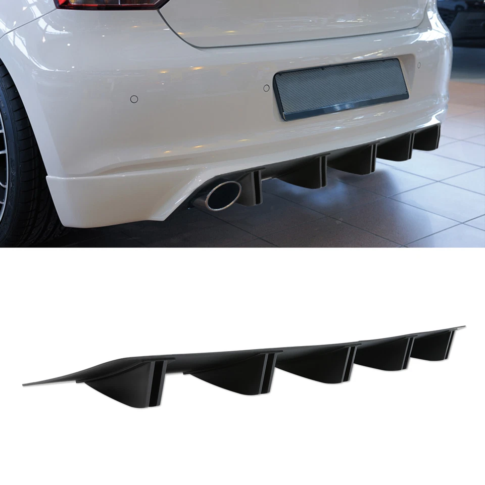 For Subaru WRX STI Impreza Black Rear Bumper Diffuser Fin Spoiler Lip Splitter - Image 2 of 4