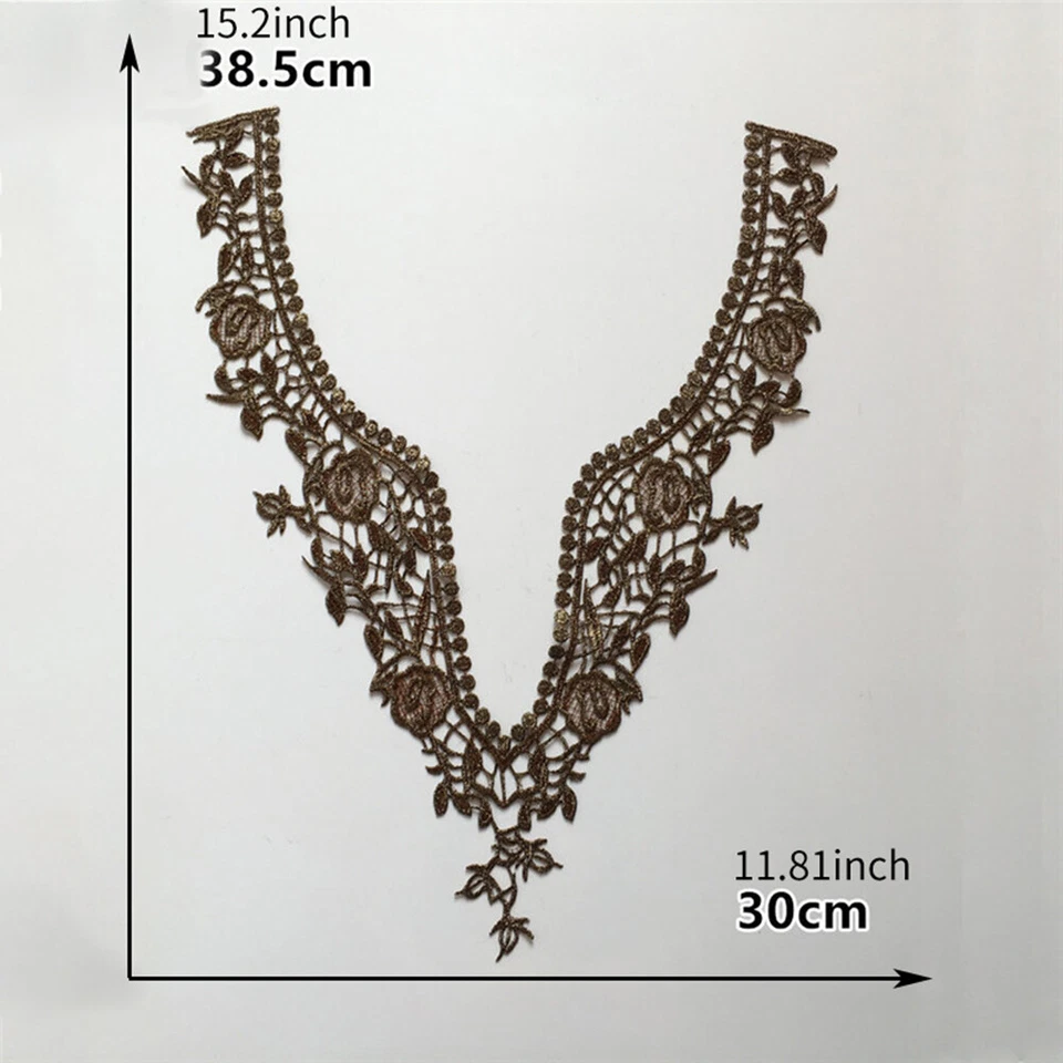 Hollow Lace Embroidered Patches DIY Sewing Collar Clothing Dress Applique Decor - Image 2 of 3