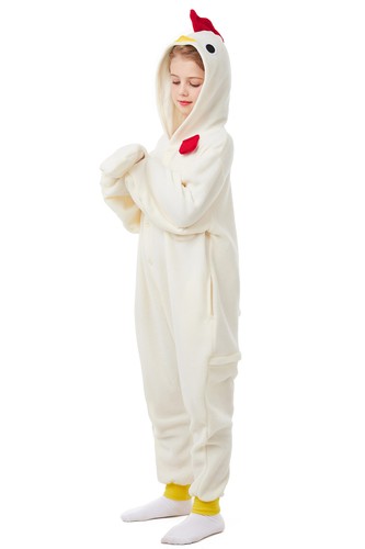 White Chicken One-piece Pajamas for Boys and Girls Cosplay Costumes Homewear - Picture 14 of 55