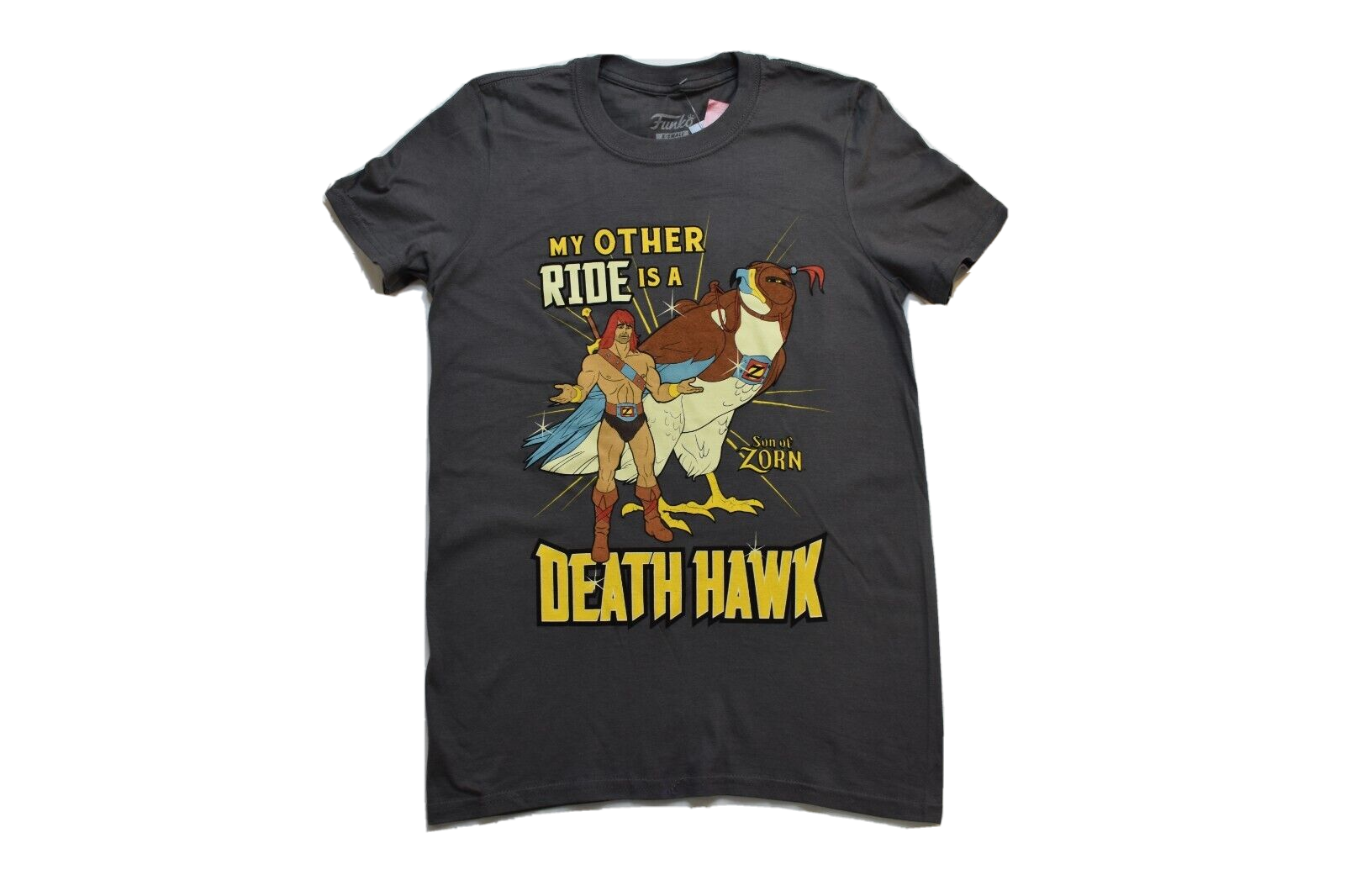 ALTRA Camicia Funko Uomo Son Of Zorn My Other Ride Is A Death Hawk Carbone Nuova con etichette XS M