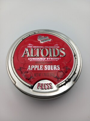 Altoids Curiously Strong Apple Sours candy sweets empty red press tin *flaws*