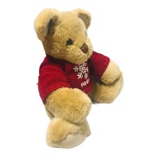 Fossil Teddy Bear Plush Red Snowflake Sweater Bean Bag Stuffed Animal 10.5"