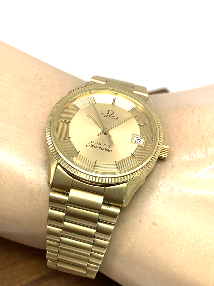 Omega Seamaster Men's Watch Vintage 1976 Swiss Quartz Pie Pan Date