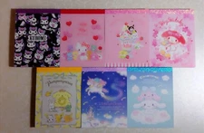Sanrio Hello Kitty 50th  My Melody Kuromi   MINImemo 7 piece  Daiso Japan Only