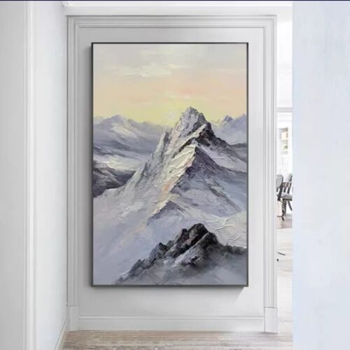 Montagne, inverno, arte, pittura acrilica, tela, originale, dipinta a mano, moderna - Foto 1 di 5