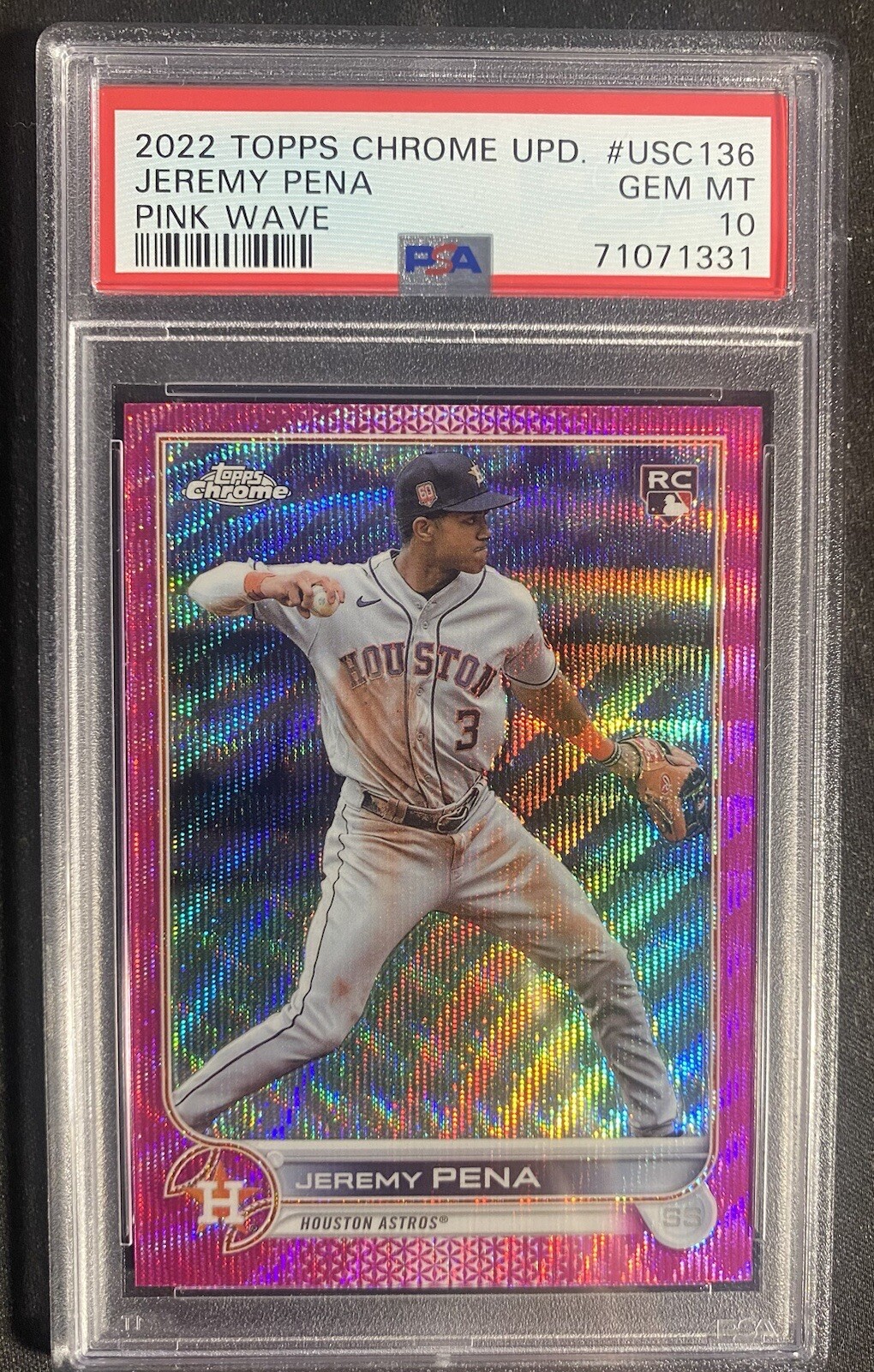 2022 Topps Chrome Update Jeremy Pena Pink Wave Refractor Rookie #USC136 PSA 10