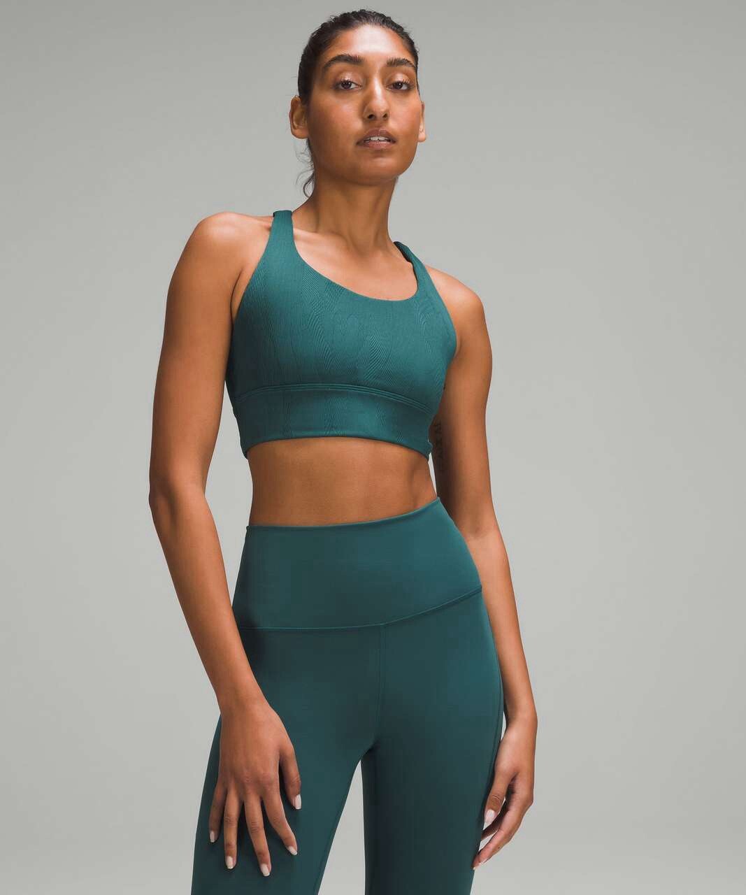 Lululemon Storm Teal Longline Ribbed Bra, Medium Support, Size 6