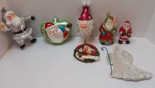 Assorted Santa Claus Christmas Tree Ornaments Lot of 7