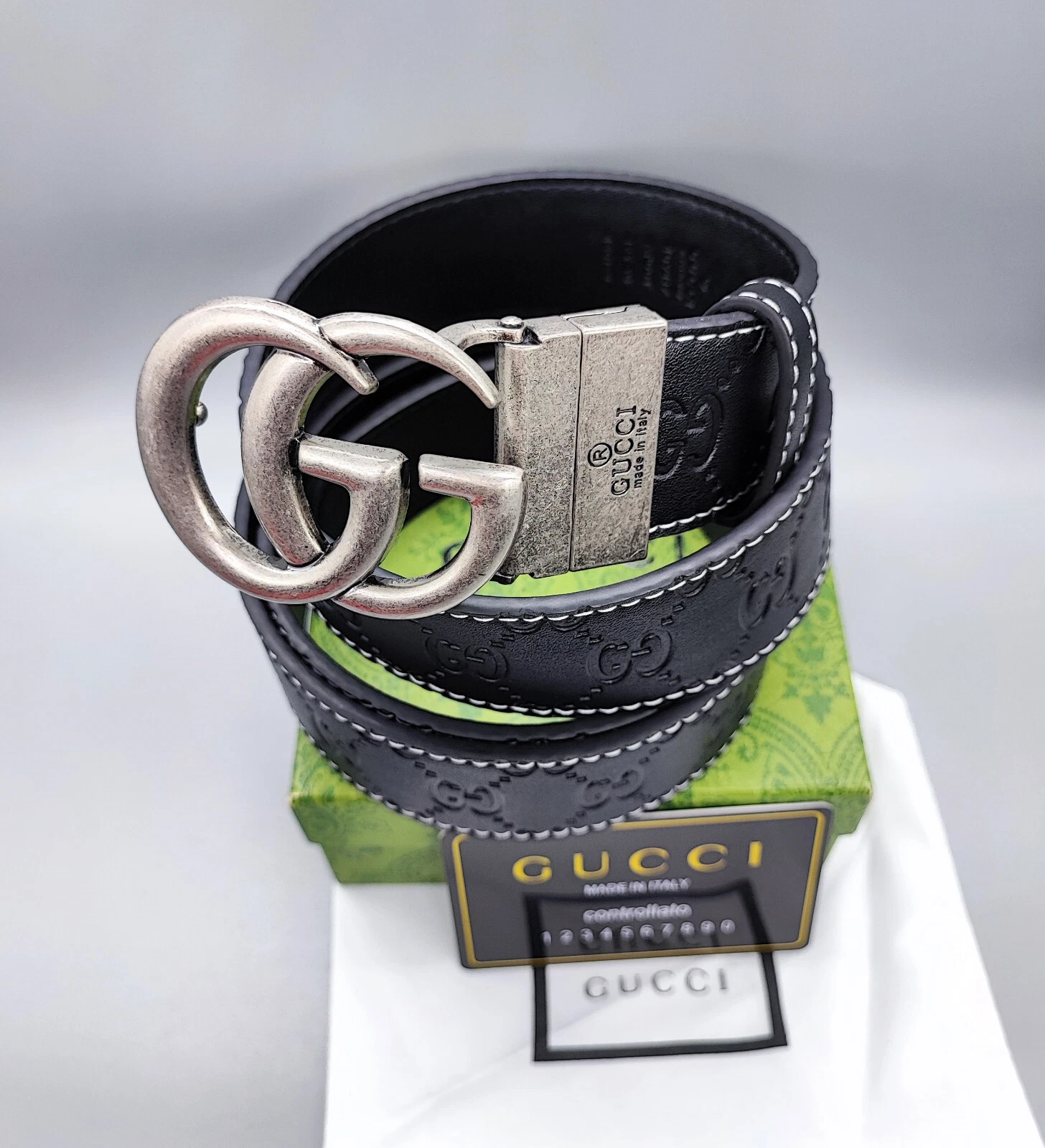 Rare ceinture Gucci édition spéciale limitée couleur noir unisexe cuir avec boite