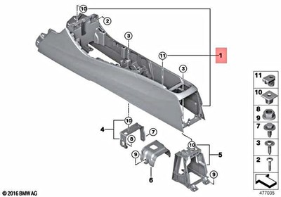 Genuine BMW X1 F39 F48 X1 16d 18d 18dX 18i 20d 20dX Center Console 51169335194