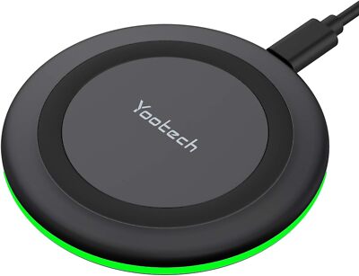 Yootech Wireless Charger,10W Max Fast Charging Pad Black/Black 