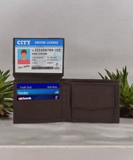 Leatherboss Genuine Leather Boys' Small Credit Card Holder Wallet, Dark Brown