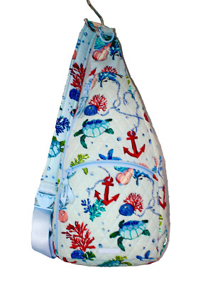 VERA BRADLEY Essential Sling Backpack in Achors Aweigh Blue Nautical 26338-T92