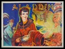 Vintage Art Deco 1930's Aladdin Theater Poster Stone Lithograph (Medium)