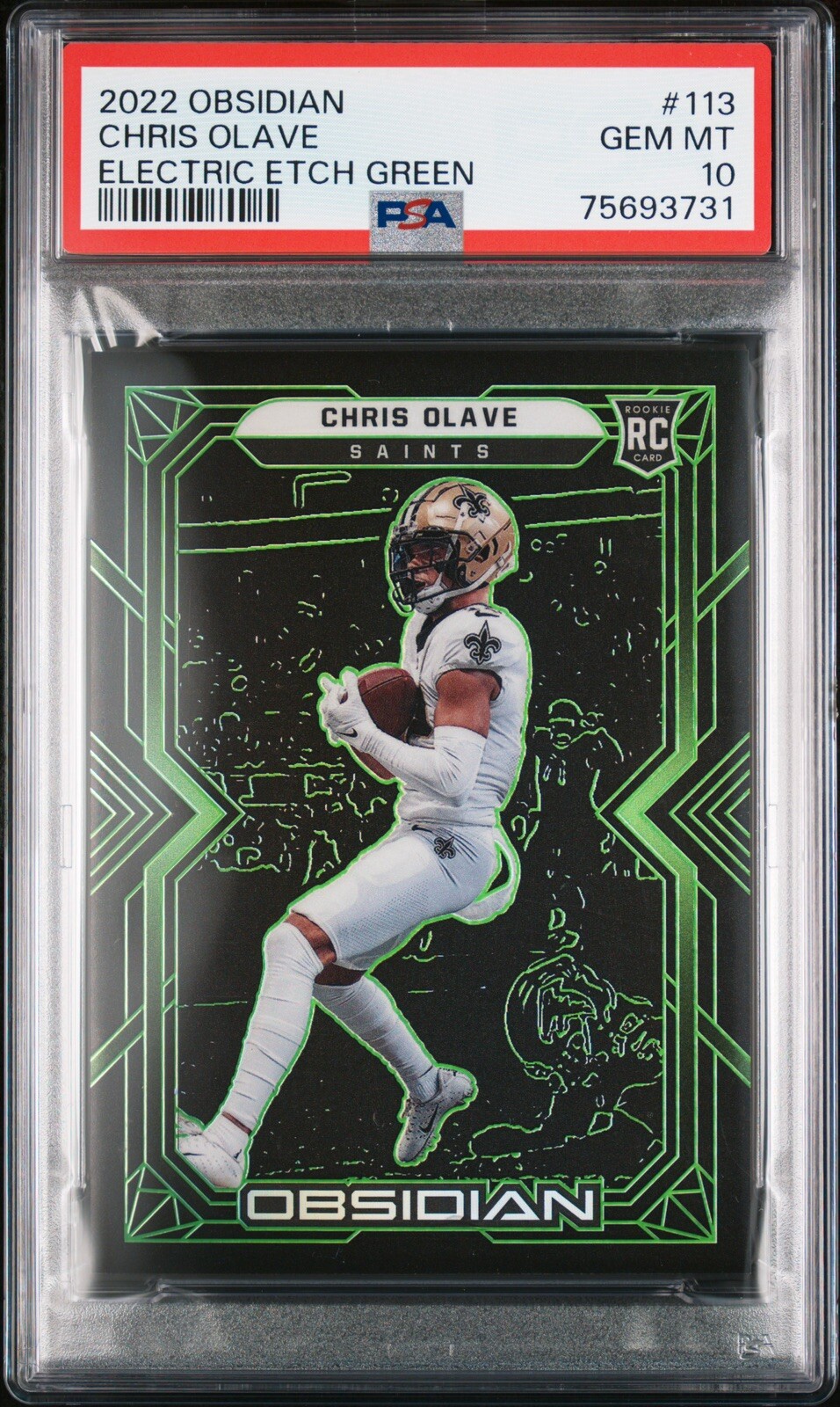 Chris Olave Panini Obsidian #113 Electric Etch Green