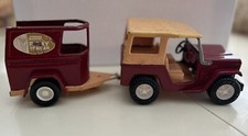 Vintage Buddy L Jeep  Pony Trailer Pressed steel Set Steel Japan Chunky Wheels