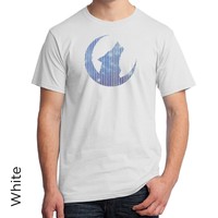 Abstract Howling Wolf Crescent Moon Graphic T-shirt Gradiant Line Art 563 Abstract Howling Wolf Crescent Moon Graphic T-shirt Gradiant Line Art 563