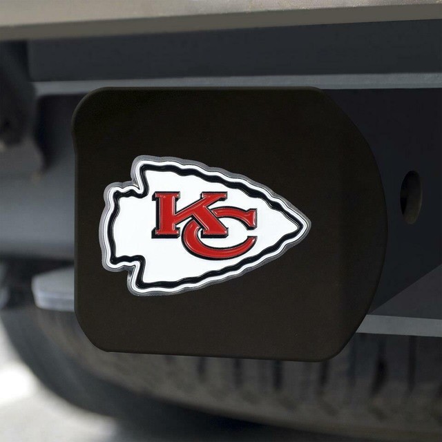 Kansas City Chiefs Hitch Cover Color Emblem on Black NFL Truck Cap