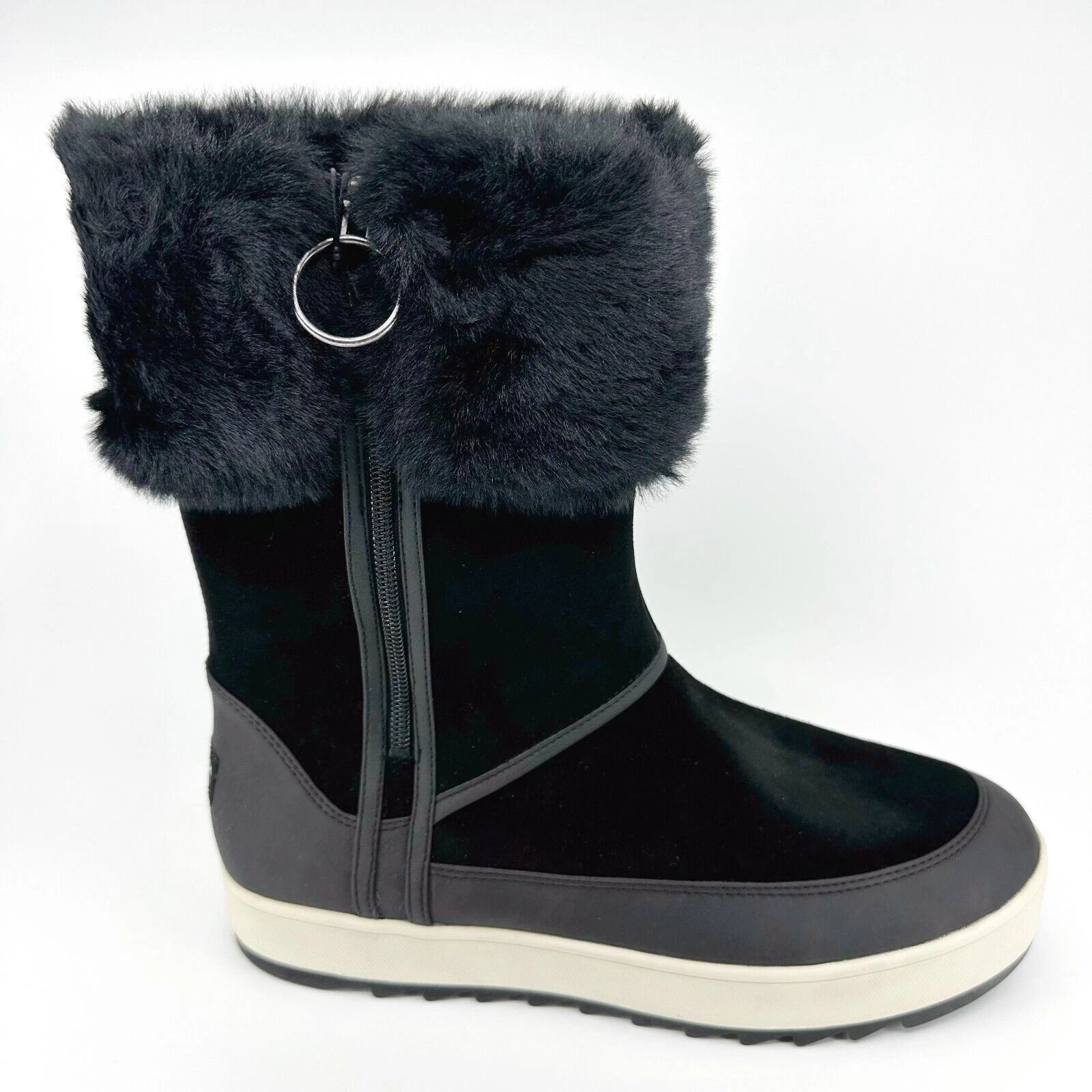 Stivali impermeabili Koolaburra by UGG Tynlee neri in pelliccia sintetica cerniera taglia 10