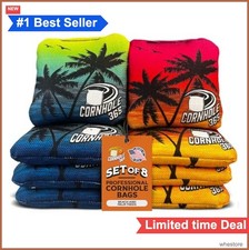 Cornhole Bags Set of 8 Professional Regulation Size 6x6 Beach Theme Outdoor Game