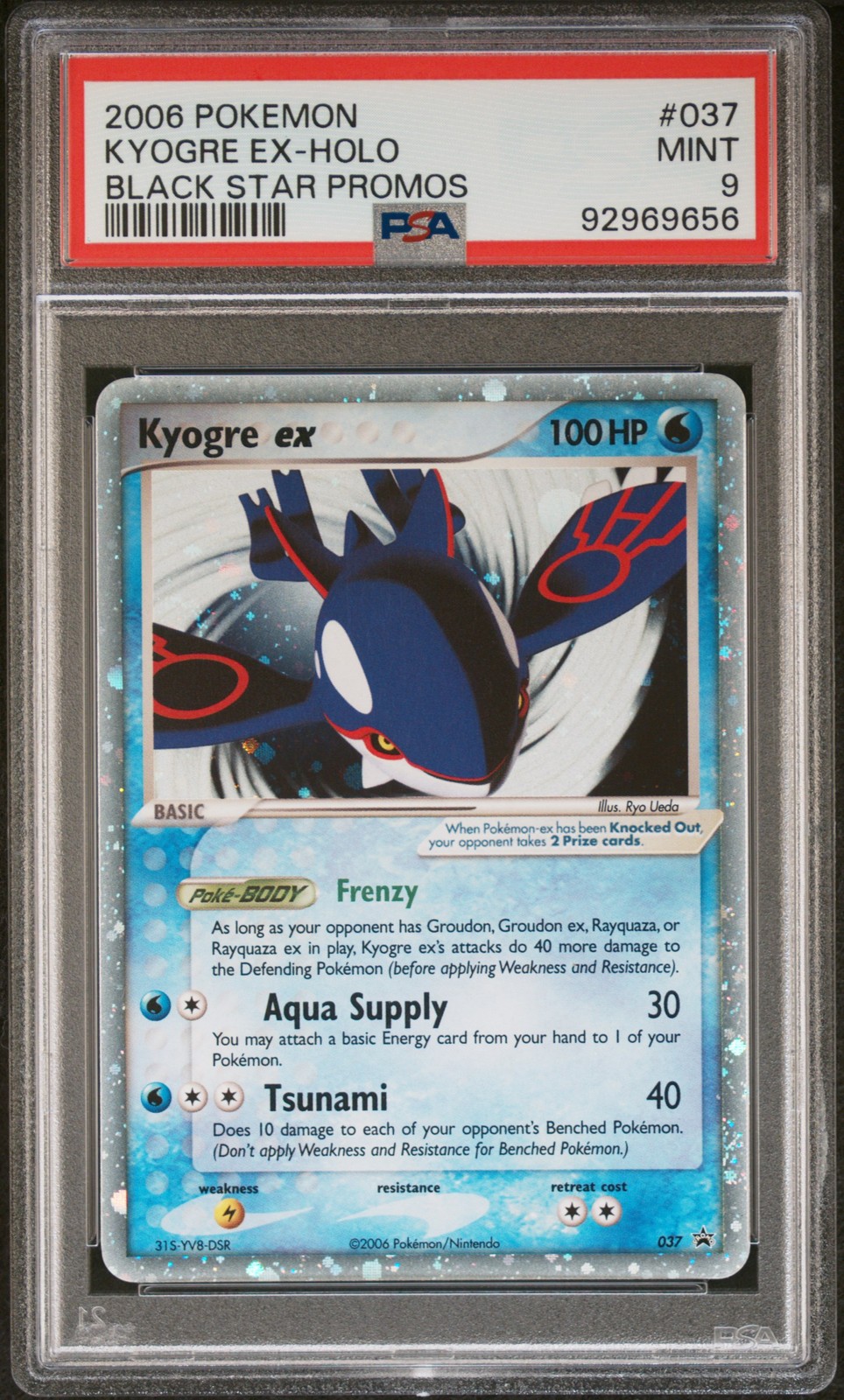 2006 POKEMON BLACK STAR PROMOS #037 KYOGRE EX-HOLO PSA 9