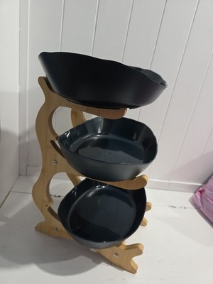 Unbranded 3 Tier New Fruit Basket Party Tray Bamboo Holder