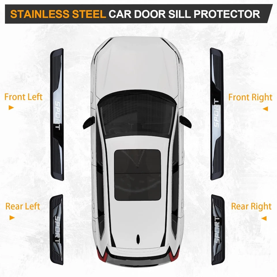 For FORD Accessories Car Door Scuff Sill Cover Panel Step Protector Trims 4PCS - Изображение 3 из 4