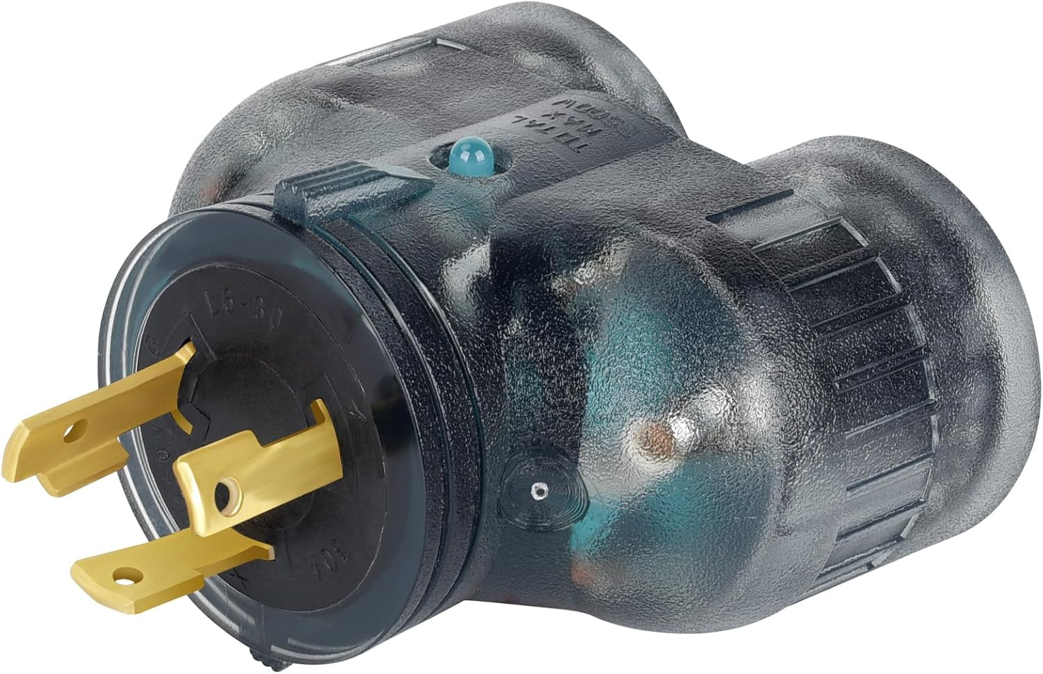 NEMA L6-30 Splitter Adapter，250Volt Twist Lock Male Plug L6-30P to (2) L6-30R Fe