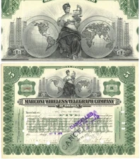 Marconi Wireless Telegraph Co. of America - Green Type - Marconi Co. Was On The