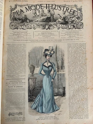 RARE - LA MODE ILLUSTREE - ALBUM - ANNEE COMPLETE - 52 NUNEROS - GRAVURES - 1900 - Photo 1/4