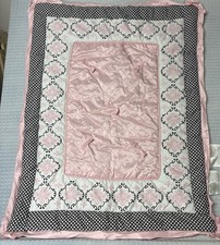 2011 Paris Coll Lambs Ivy Crib Comforter. Pink Satin Black White Damask Frame