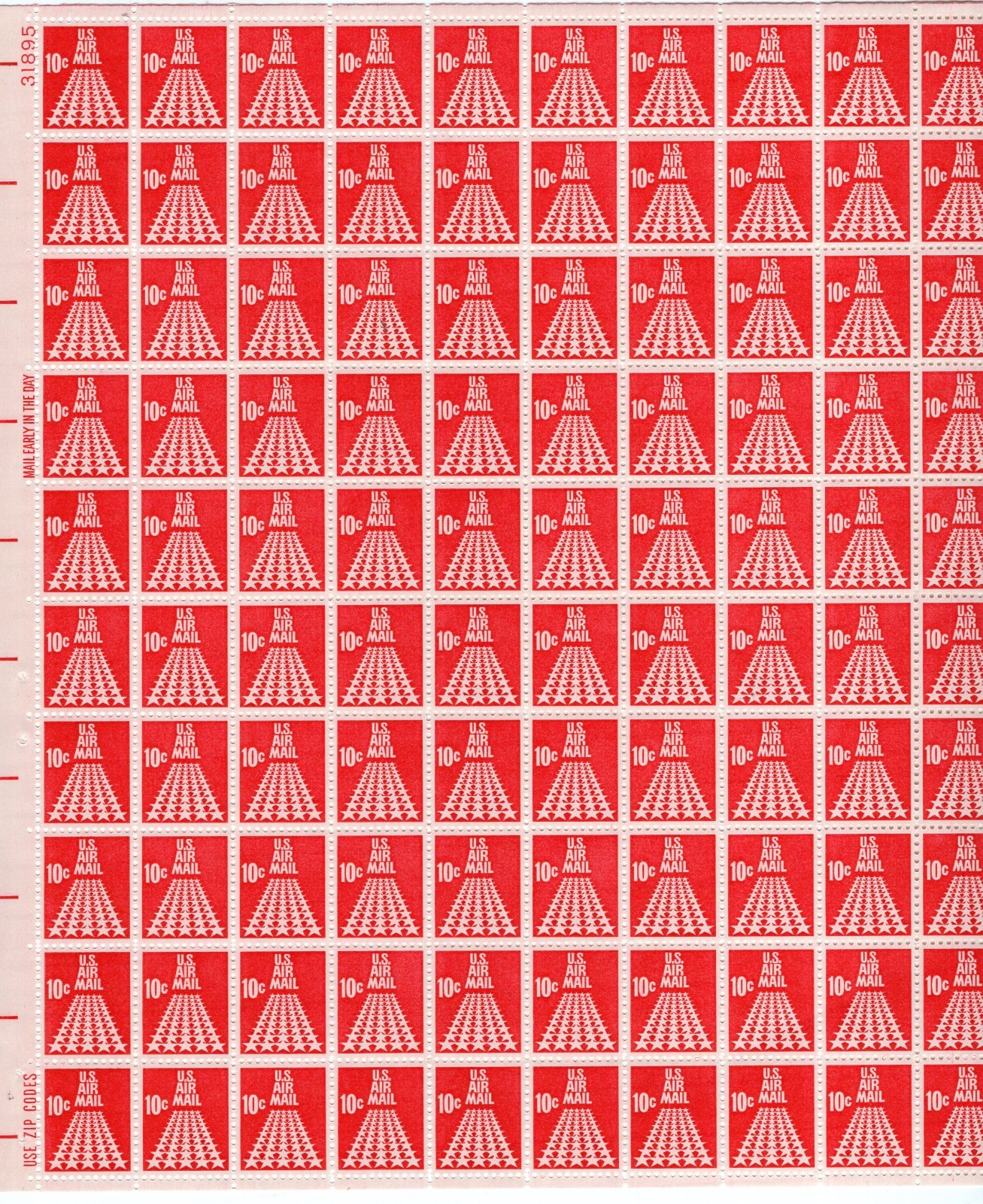 1968 10 cent Stars Airmail full Sheet of 100 Scott #C72, Mint NH