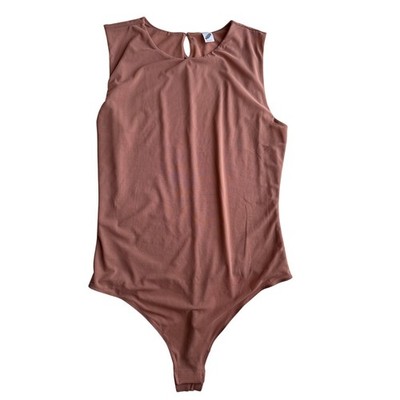 Parade Silky Mesh Luxe Sleeveless Bodysuit in Brown Size Large