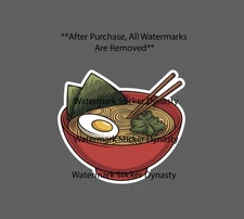 Ramen Bowl Sticker Waterproof Decal Noodles Food Egg Seaweed Gift NEW