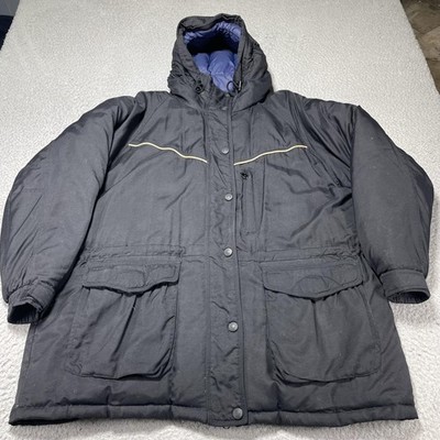 Cabelas Parka Coat Mens 2XL Black Premier Northern Goose Down Hooded Insulated