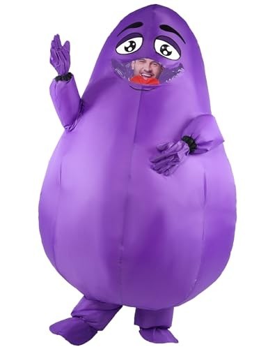 Inflatable Purple Grimace Costume - Funny Full Body Adult Mascot Suit for Hallow - Picture 4 of 8