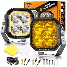 Auxbeam 3 Inch 116w Rgb Led Pod Lights Flood Spot Off Road Lights With 8 Backlit