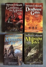 Malazan Book of the Fallen, Vol. 1-3, & 5, by Steven Erikson (Paperback)