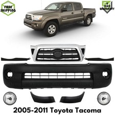 Front Bumper Cover Primed Plastic Fog Lights Kit For 2005-2011 Toyota Tacoma