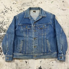 Vintage 70s 80s Lee Riders Denim Jean Trucker Jacket Size 44R Medium Wash USA