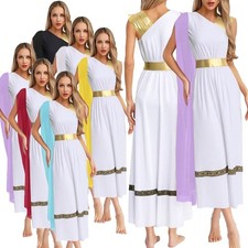 Ancient Rome Costume Women Greek Toga Cosplay Costume One-shoulder Dress Shawl