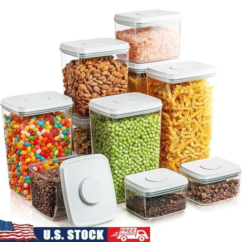 Airtight Food Storage Containers 10 Piece Set One Button Design Stackable New