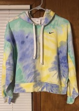 Nike Oversized Tie Dye Crop Sweatshirt Pullover Women s Small Logo