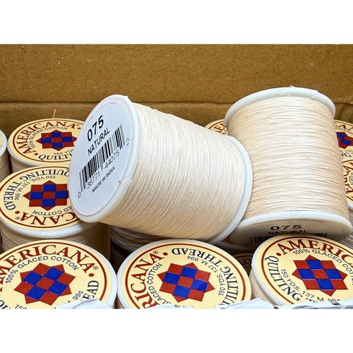 Lot of 10 - Americana 100% GLACED COTTON Quilting Thread - 075 NATURAL -New