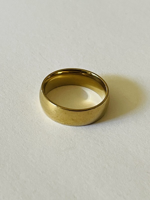 Classic Gold Tone High Polish Thick Wedding Band Ring Stackable