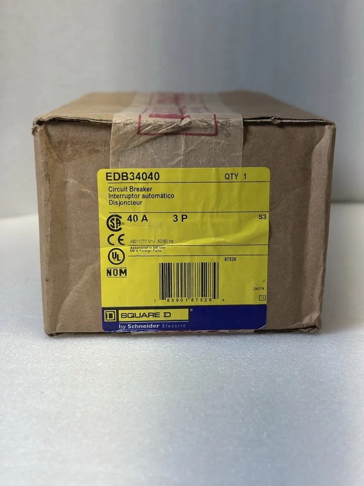 EDB34040 - Square D Bolt-on 480Y/277 VACV 40A 3 pole circuit breaker 18kA@480V - Image 4 of 4