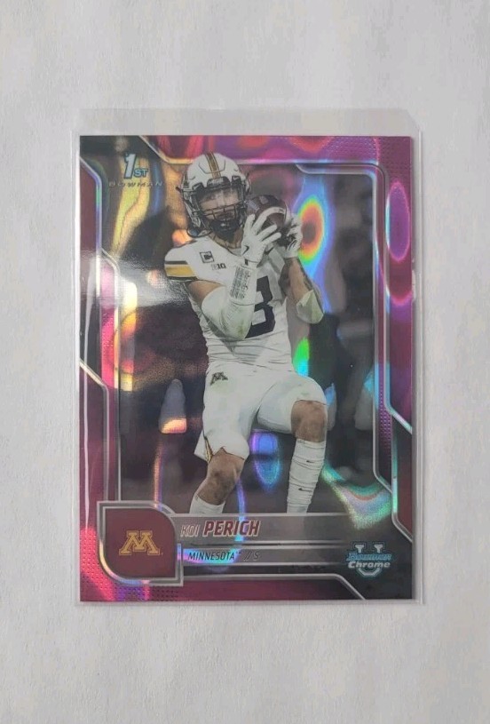 2025 Bowman University Chrome Koi Perich #116 Pink Lava Refractor Minnesota