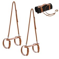 2-Pack Outdoor Picnic Blanket Carry Strap, 22.8" PU Leather Belt [Brown]